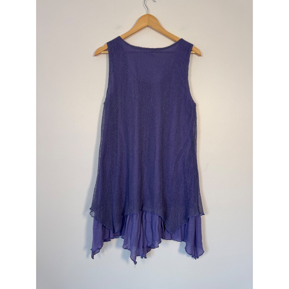 Fairycore Pretty Angel Women L Tunic Top Purple Mesh Floral Layered Handkerchief - Picture 2 of 7